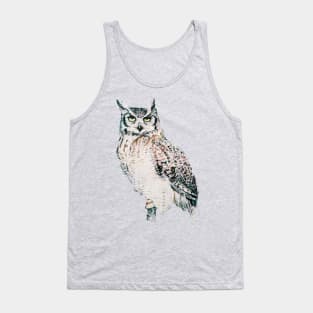 Great Horned Owl - watercolour bird portrait Tank Top